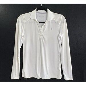 COOLIBAR Women Pullover Top Sz XS White UPF 50 Long Sleeve Collar Outdoors 28-9